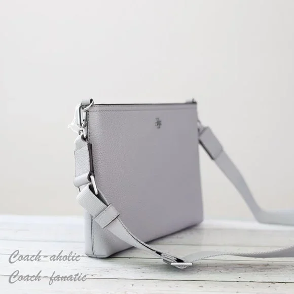 NWT Tory Burch Blake Swingpack Leather Crossbody Bag in Bay Gray - Picture 4 of 11